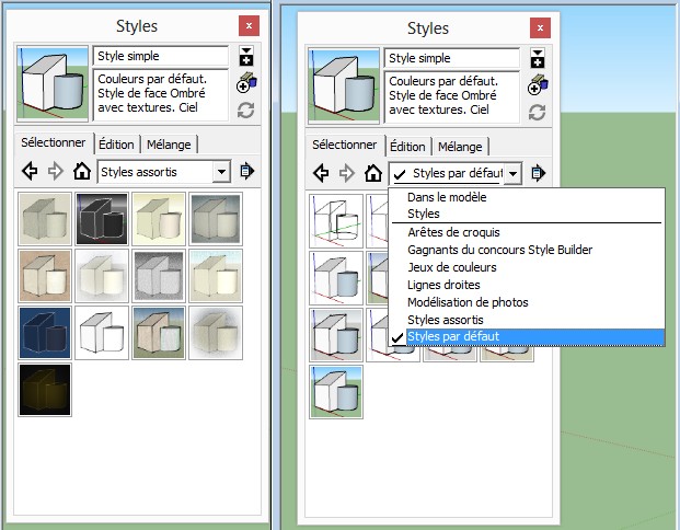 est-ce réalisable avec sketchup ? Styles