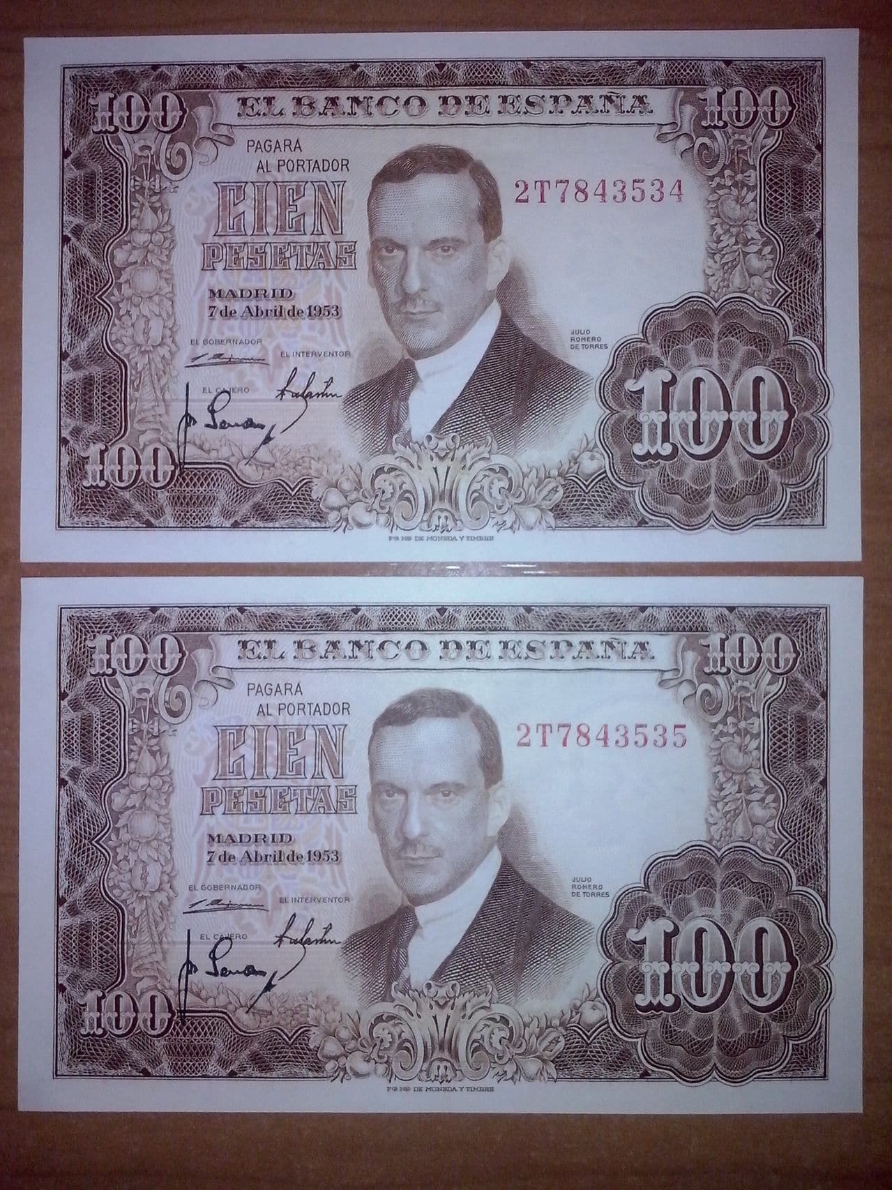 100 Pesetas 1953 (Serie 2T - Pareja) CAM00221