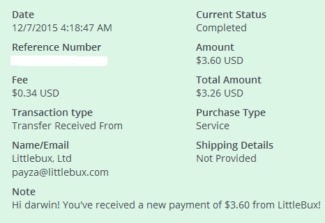 4º Pago de Littlebux ( $3,60 ) Littlebuxpayment