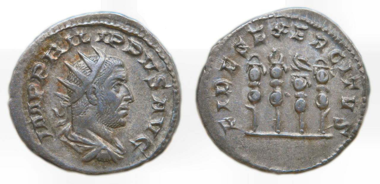 Antoniniano de Philippo I el Árabe. FIDES EXERCITVS. Cuatro estandartes militares. Roma. Sin_t_tulo-q11