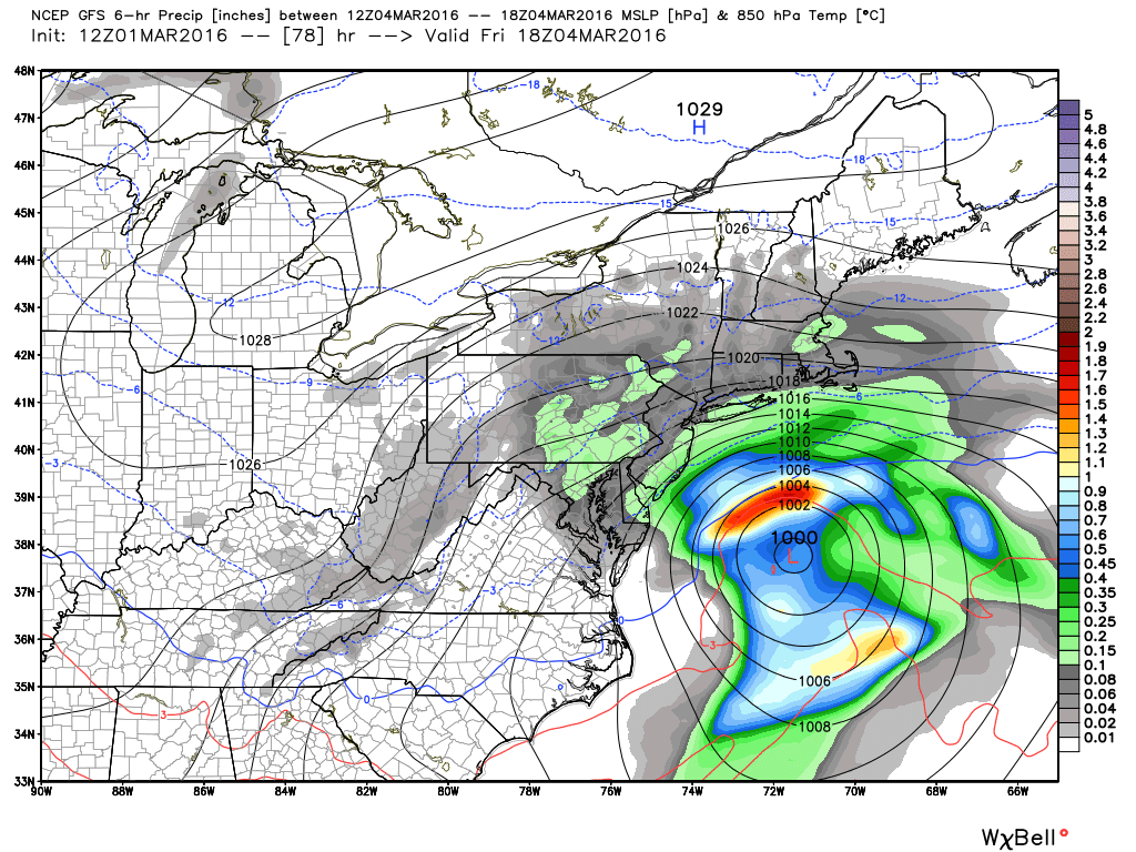 03/04 Minor Snow Event Gfs_pr6_slp_t850_ma_14