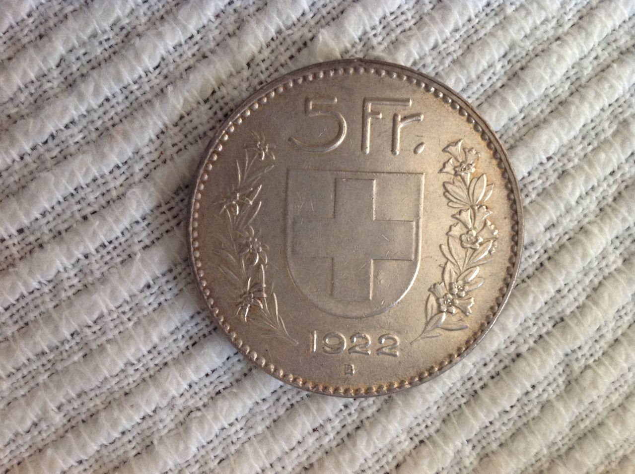 5 francos suizos 1922 Image