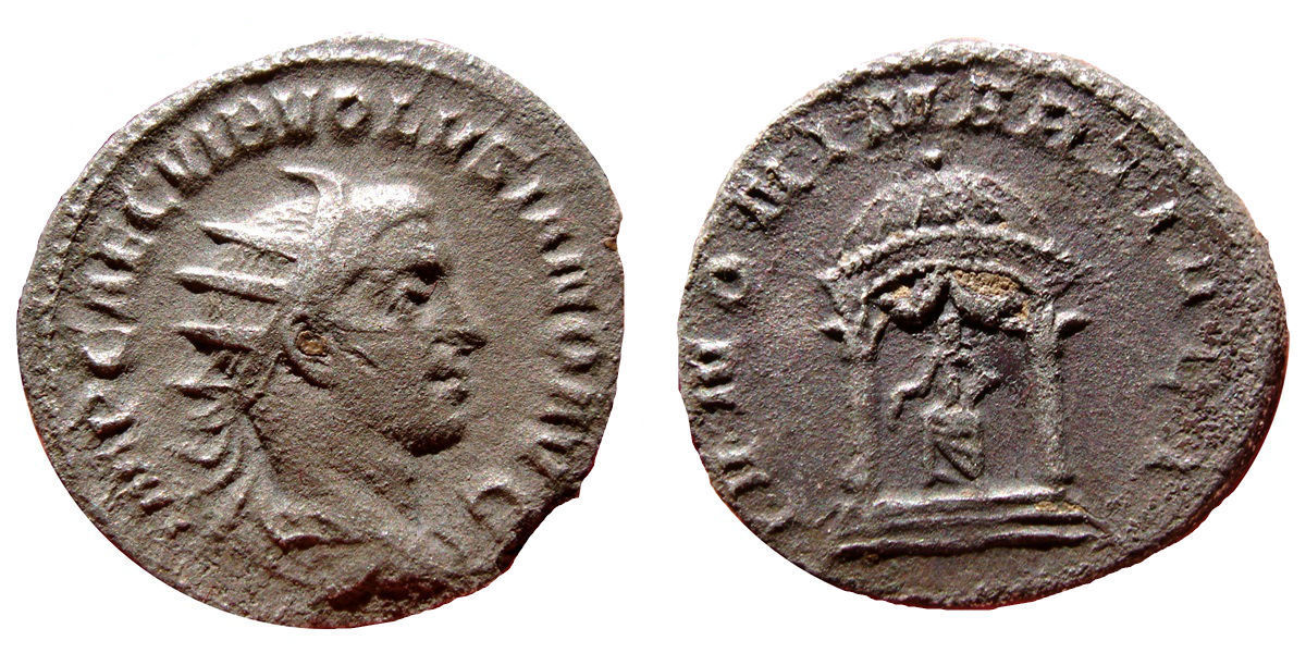 Antoniniano de Volusiano. IVNONI MARTIALI. Juno en templo. Roma 0_0_0_volusiano