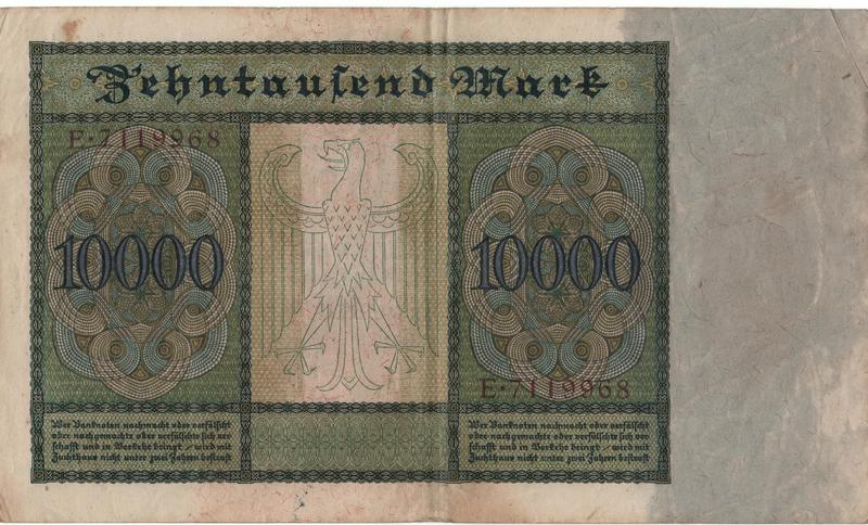 10 000 marcos - 10.000 Marcos Alemania, 1922 (El Enigmatico y Controvertido de la Republica de Weimar) ) REVERSO_GRANDE