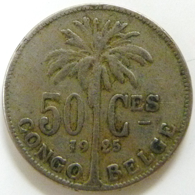 50 Céntimos de franco. Congo belga (1925) RDC_50_C_ntimos_Franco_1925_rev