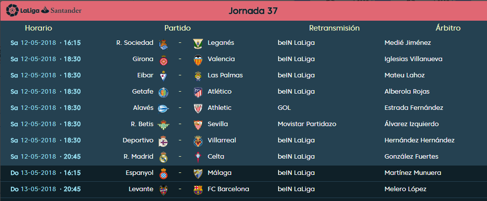 LIGA J37ª: GETAFE CF vs ATLETICO (Sab 12/May 18:30 / Bein LaLiga) Jornada_LFP