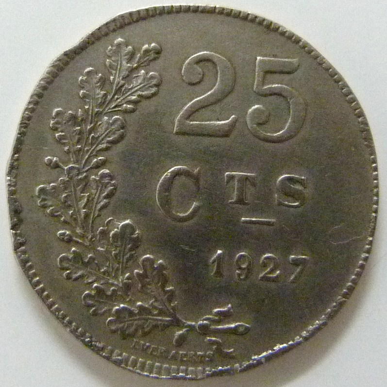 25 Céntimos de franco. Luxemburgo (1927) LUX_25_C_ntimos_Franco_1927_rev