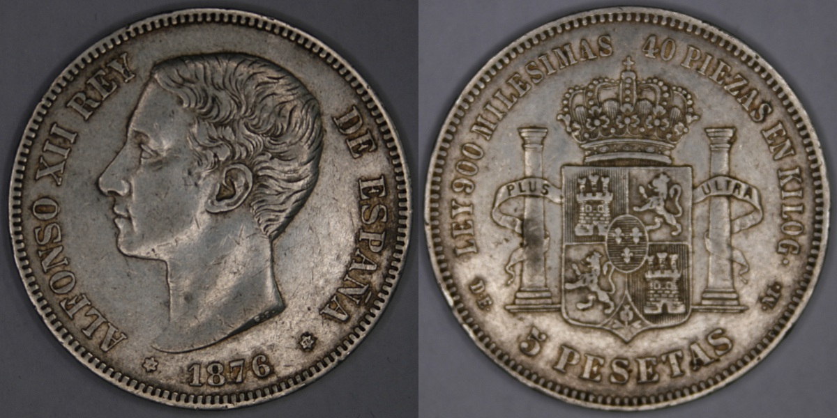 5 pesetas Alfonso XII -DEM- 1876 1876