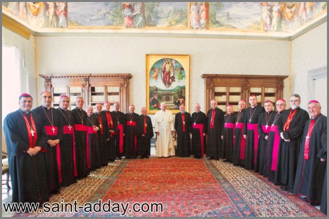 لقاء الاساقفة الكلدان بقداسة البابا فرنسيس في روما 001