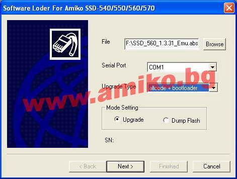 Инструкция по замене програмного обеспечения ресиверов Amiko 540-570  006