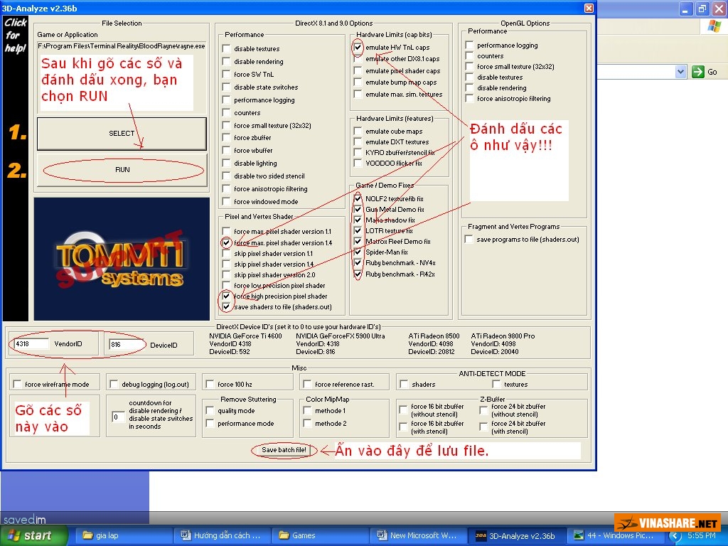 3D Analyze 2.36 - Giả lập card đồ hoạ  3