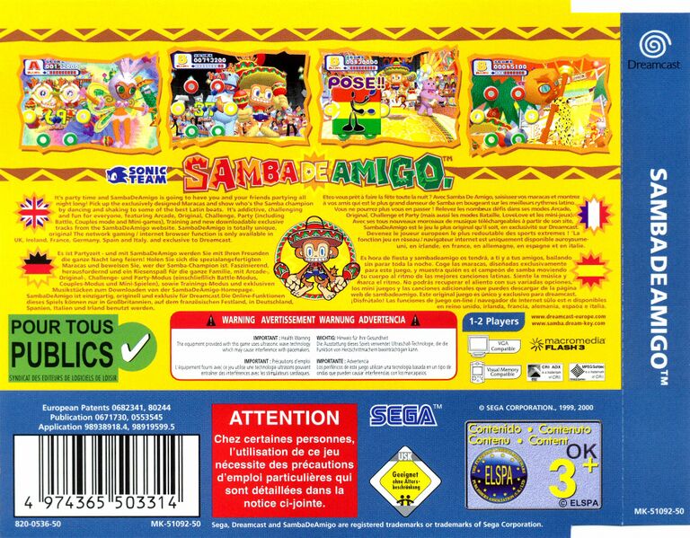 Estimation 180 jeux Dreamcast pal sous blister + autres trucs 768px-Samba_dc_eu_back_cover