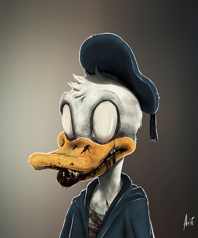 [Images] Mauvais goût ? Les personnages Disney en zombies... Donald-duck-zombie-illustration