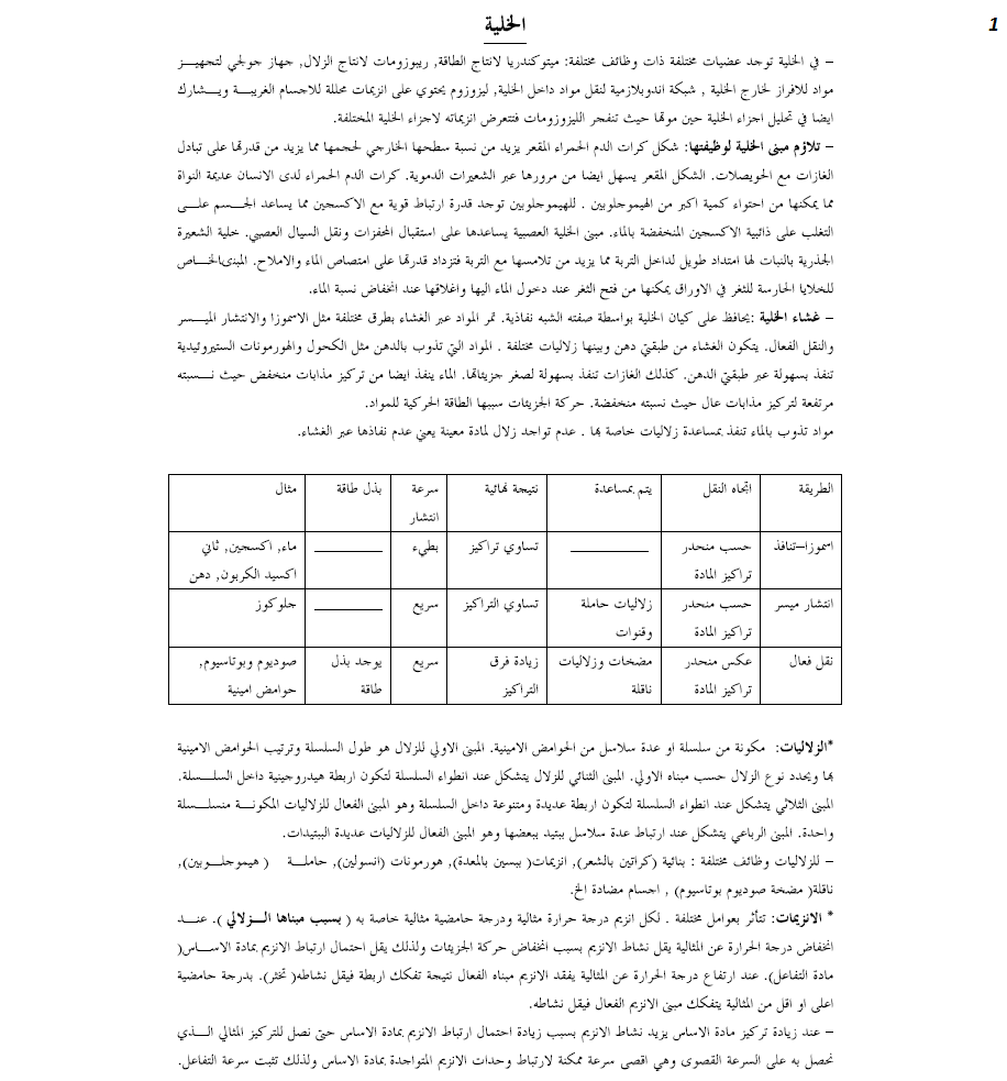 تلخيص "رائع" لموضوع البيولوجيا 1ctc