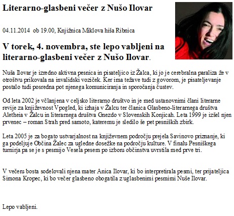 Literarno-glasbeni veer Knjiznica-miklova-hisa-r