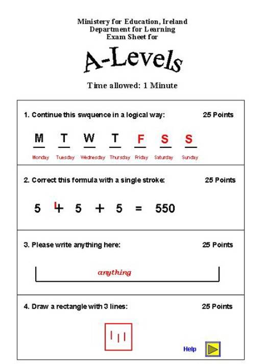 IRISH COLLEGE ENTRY EXAM...‏ Reponses