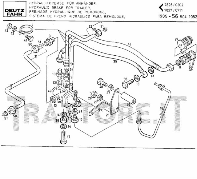 Valve de freinage sur tracteur Deutz DX 85 Cm6lpz