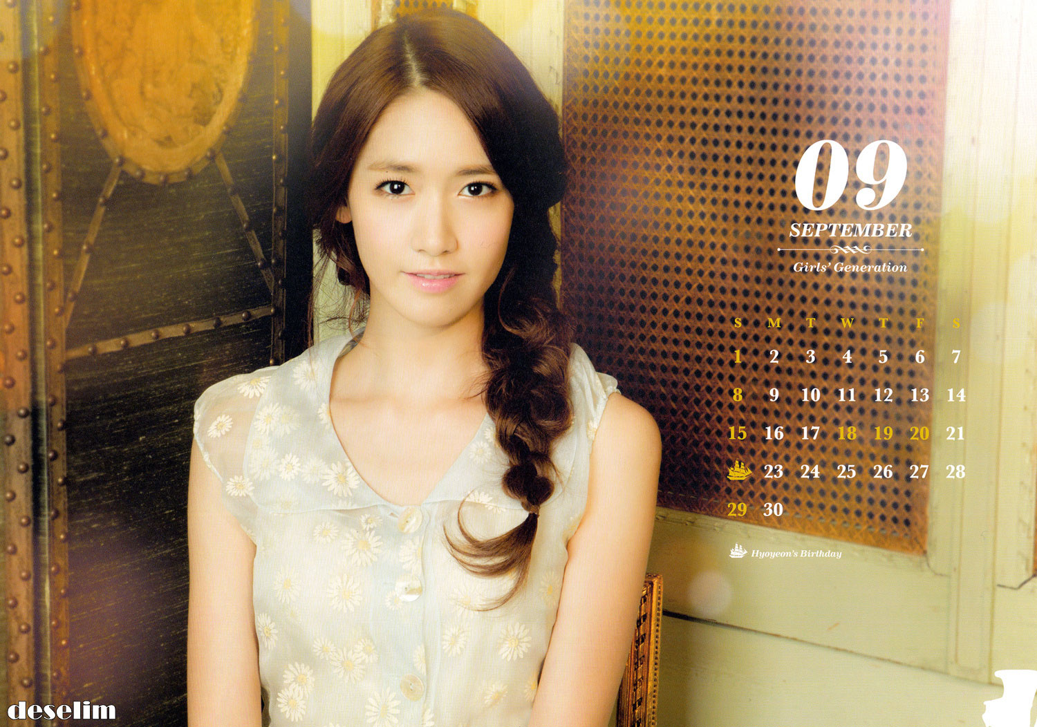 >YoonA pour le Calendrier 2013< Calendar-september-2013