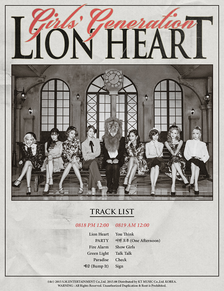 [OTHER][11.08.2015] Cập nhật tất cả thông tin về Full Album 5th "LION HEART" của SNSD. GG-TRACKLIST