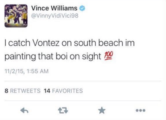 Steelers ILB Vince Williams reaches out to clarify Twitter threat towards Vontaze Burfict Burfict-1-Williams-11-03-15