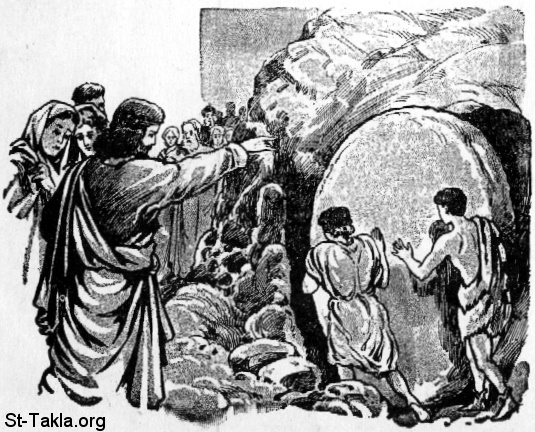  عدم الإفراط في الحزن Www-St-Takla-org--34-Jesus-commands-the-stone-be-removed-from-Lazarus-tomb