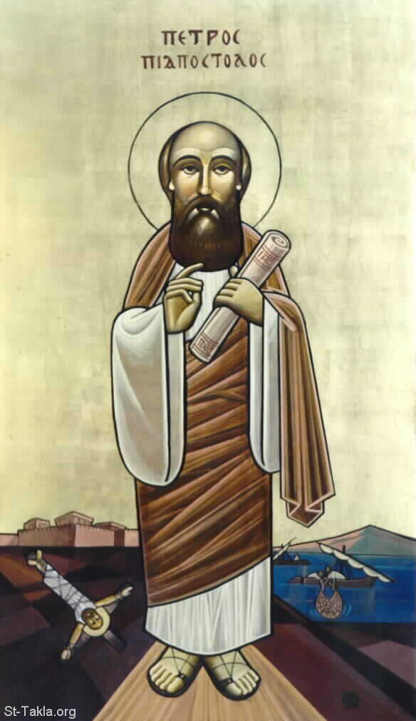 كتاب ناظر الإله الإنجيلي مرقس الرسول القديس والشهيد - صفحة 2 St-Takla.org__12-Apostles__Apostle-St-Peter-Coptic-Icon-2