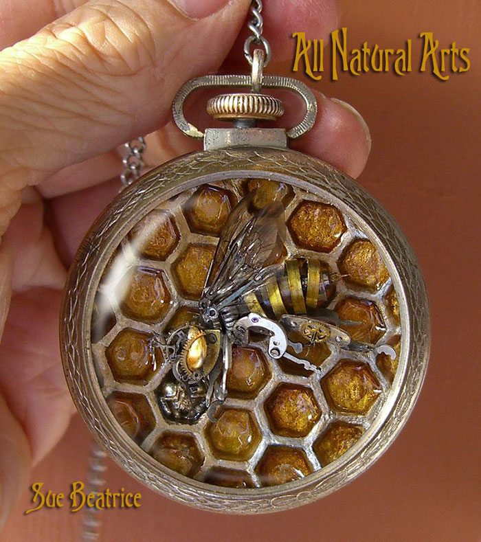 Spectacular Tiny Steampunk Sculptures Made Of Recycled Watches Recycled-watch-parts-sculptures-vintage-antique-susan-beatrice-37