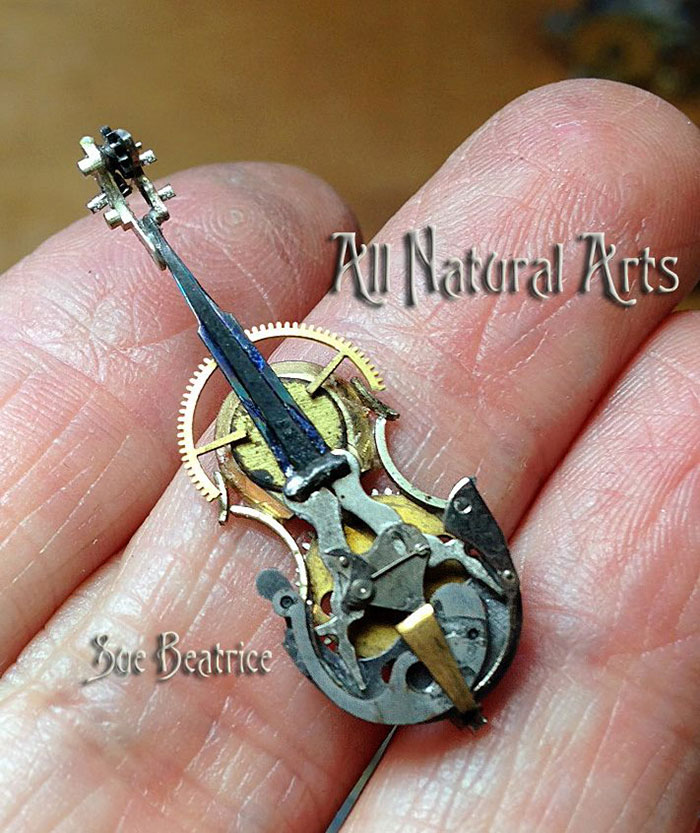 Spectacular Tiny Steampunk Sculptures Made Of Recycled Watches Recycled-watch-parts-sculptures-vintage-antique-susan-beatrice-8