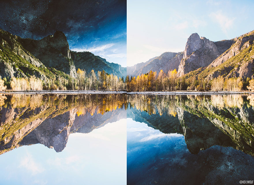 Quand ce photographe a retourné sa photographie, il ne s'attendait sûrement pas à un tel résultat ! Par Corentin                             Flipped-river-photo-kevin-wolf-yosemite-1