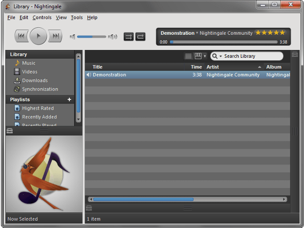 Nightingale: Inmejorable reproductor de música... Incluso de internet. Windows-screenshot