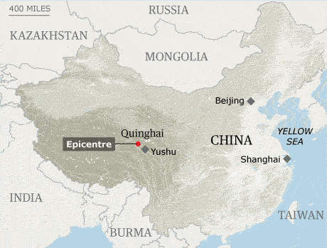 Earthquake in China leaves hundreds dead and thousands injured Map-China-earthquake-Qing-002