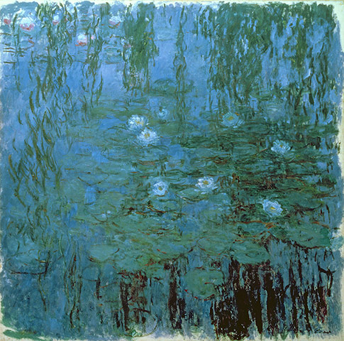 Flower paintings Blue-Water-Lilies-by-Mone-002
