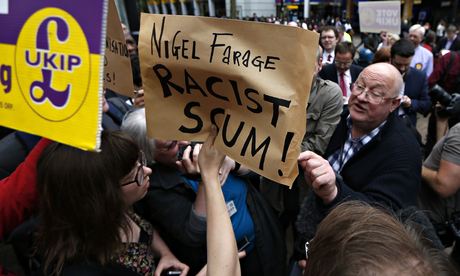 Nigel Farage fails to attend Croydon rally as Ukip carnival erupts A-man-argues-with-anti-Uk-006