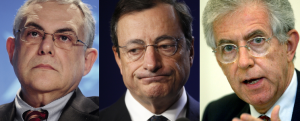 Goldman Sachs, les nouveaux maîtres du monde Papademos_draghi_monti