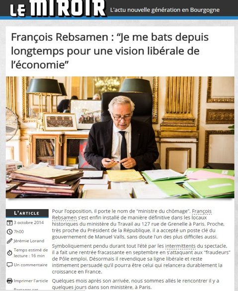 François Rebsamen : " Je me bats depuis longtemps pour une vision libérale de l'économie " (Le Miroir) + François Rebsamen fait dépublier une interview gênante (Médiapart) + Divers Capture_decran_2014-10-04_a_02.08.47