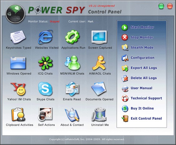 Power Spy Software 2009 8.19 Pc-spy-monitor-2009