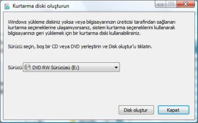 WİNDOWS VİSTA KURTARMA CD YAPMA 511241099826