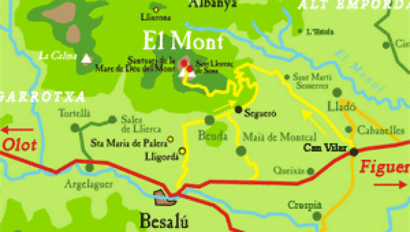 Santuari  de la Maere de Déu del Mont. Besalú (Girona) Mapa-inici