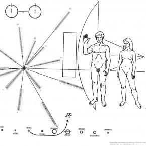 extraterrestres - Pioneer 10: Un polémico mensaje enviado a seres extraterrestres Dibujo-incluido-en-la-sonda-pioneer-10_626575