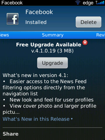 FaceBook v4.0.0.13 / v4.1.0.19 E9b606b6bb0d02b3