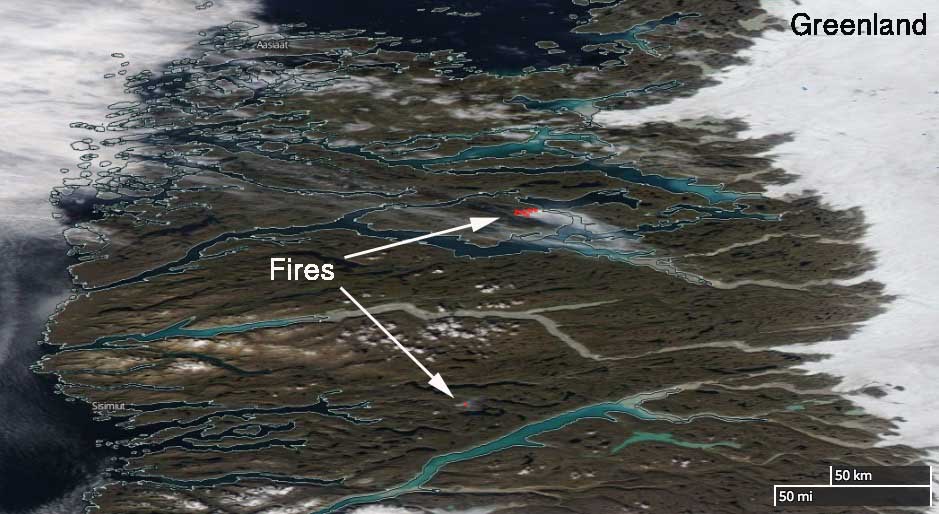 Two extremely rare wildfires are burning in Greenland Wildfires-greenland-august-2017-1