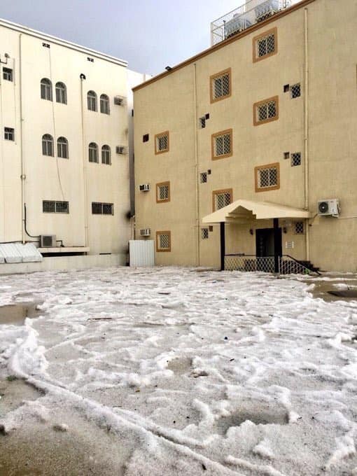 Weather chaos: Man risks his life to rescue a drowning cat after extreme hailstorms inundate parts of Saudi Arabia in frozen waters Hailstorm-saudi-arabia-august-2018