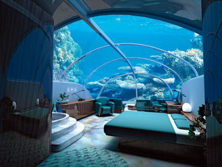 اجمل المنازل الزجاجيه بالعالم و اغرب و احدث الغرف لحقوووا  Underwater-hotel-fiji-room-view