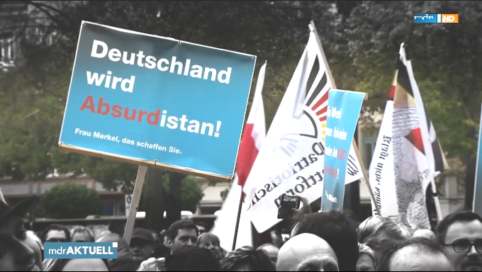 Germany becomes Absurdistan. Chaos descends. Germans-protesting-muslims31