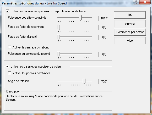 Paramétrage du Logitech G25 G15-setup