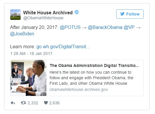 تنصيب ترامب يشهد أول تسليم رسمي لحساب خاص على تويتر Potus-handover-from-Obama-to-Trump