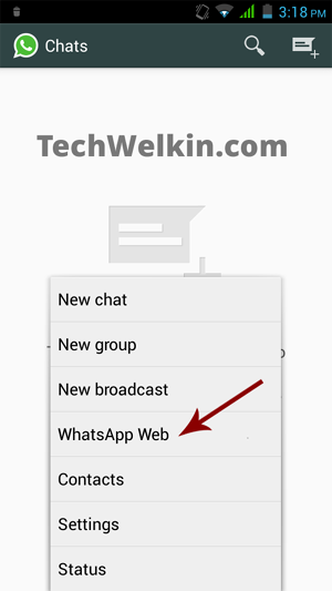 WhatsApp for PC: Install WhatsApp Web on Your Computer Whatsapp-web-android-menu-techwelkin