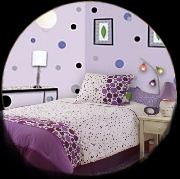 غرف نوم بنفسجية للبنات Purple__Purple___Gray_Polka_Dots_Wall_Stickers_-_Create_all_kinds_of_fun_designs_with_these_polka_dots_