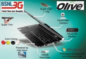 Olive announced 3G Zipbook bundled with BSNL 3g connectivity nationwide Olive-zipbook-300x207