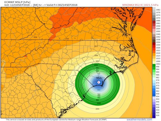 NEW - "100 year Hurricane" - Florence to take a "freak" path along the East Coast! Florence-Projection-540x405